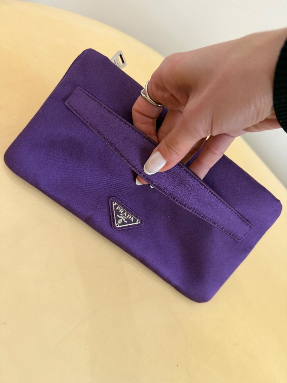 Prada Purple Satin Embellished Clutch